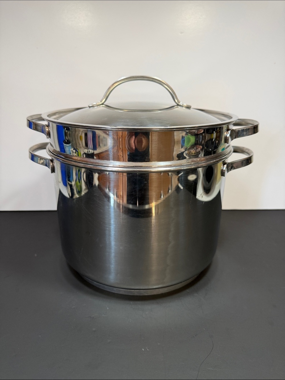 Large Stainless Steel Steamer Stock Pot with Lid - Silver